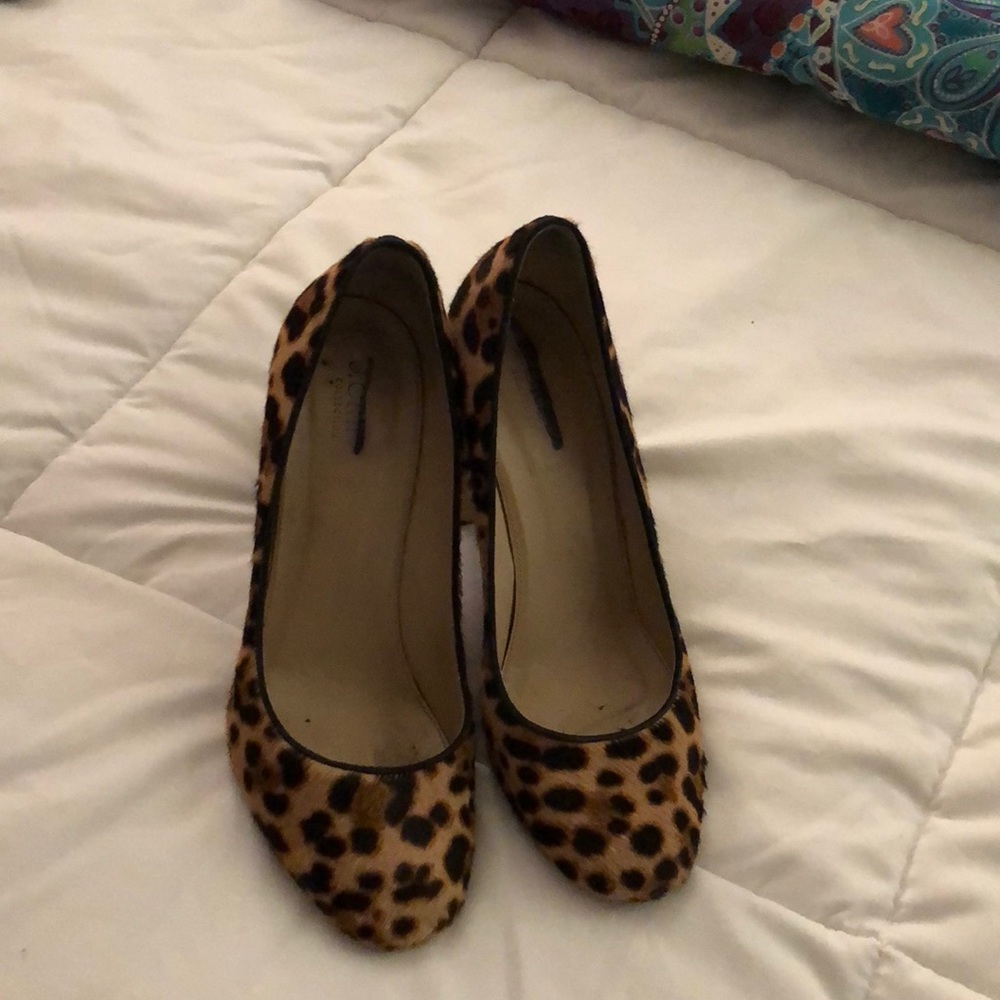Calf hair leopard print heels
